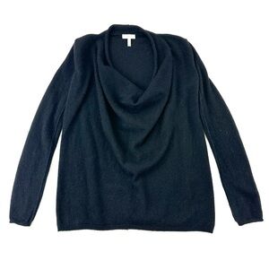 Joie cashmere drape neck sweater womens XS luxurious black capsule wardrobe